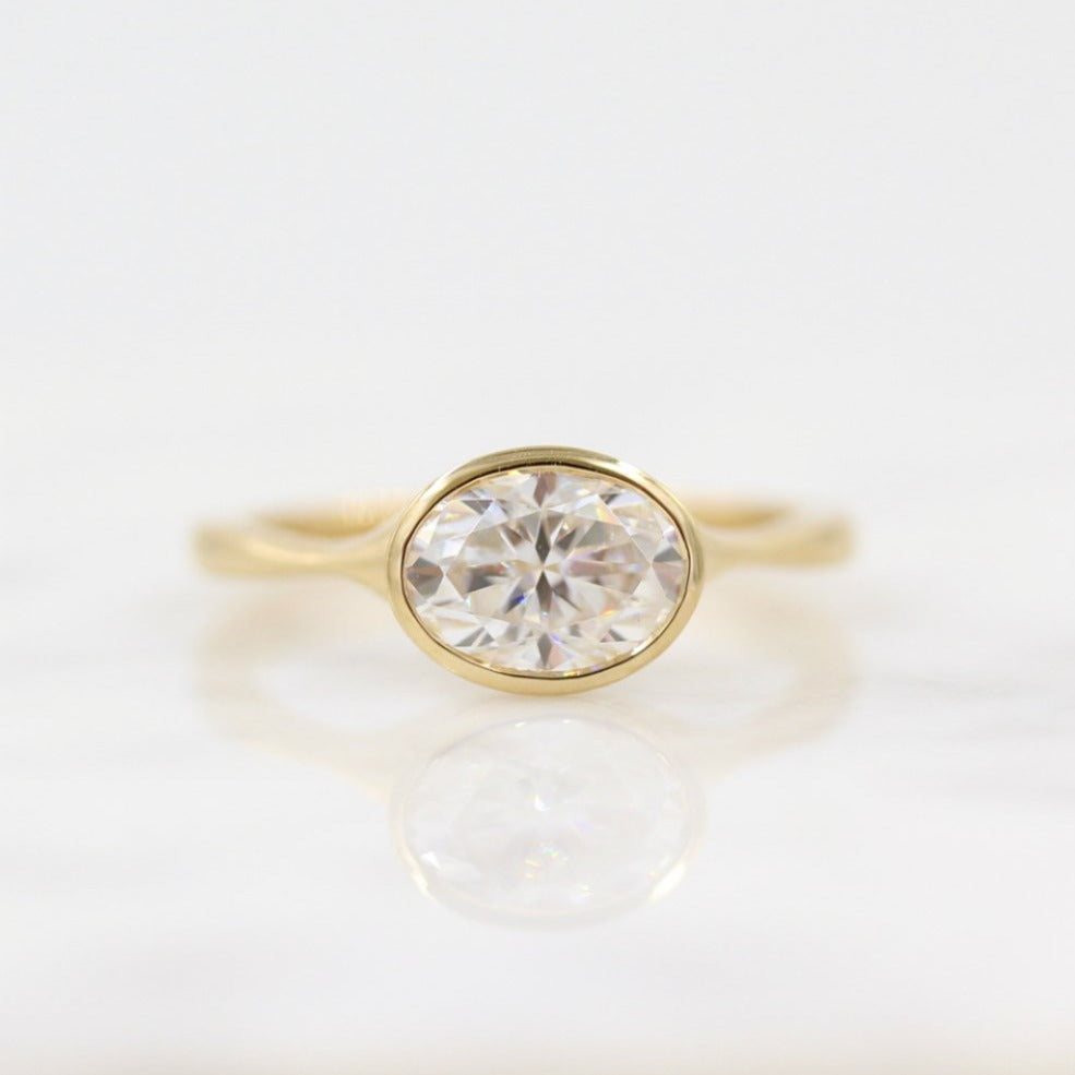 Front View of East-West Oval Engagement Ring