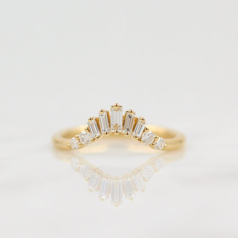 Sunburst Wedding Band on White Background