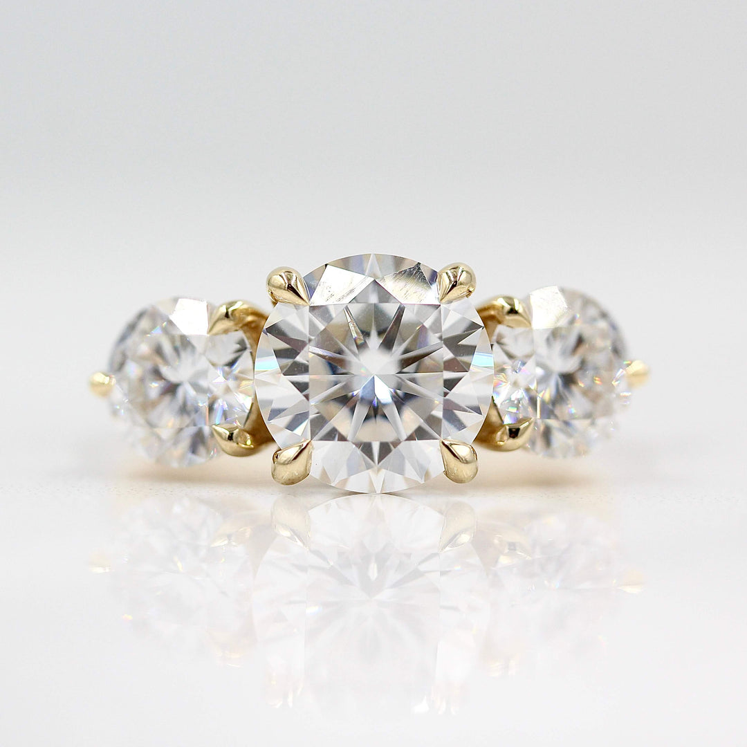 three-stone lab diamond ring