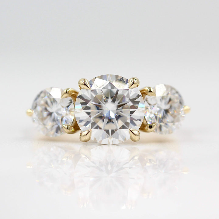 three-stone lab diamond ring
