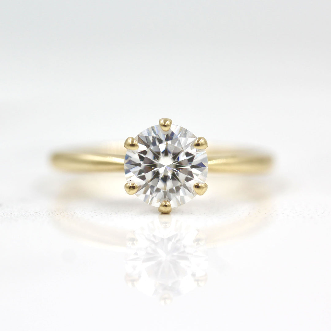 1ct round solitaire engagement ring in 14k yellow gold