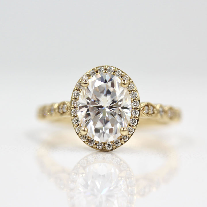 2ct oval lab-grown diamond engagement ring in yellow gold