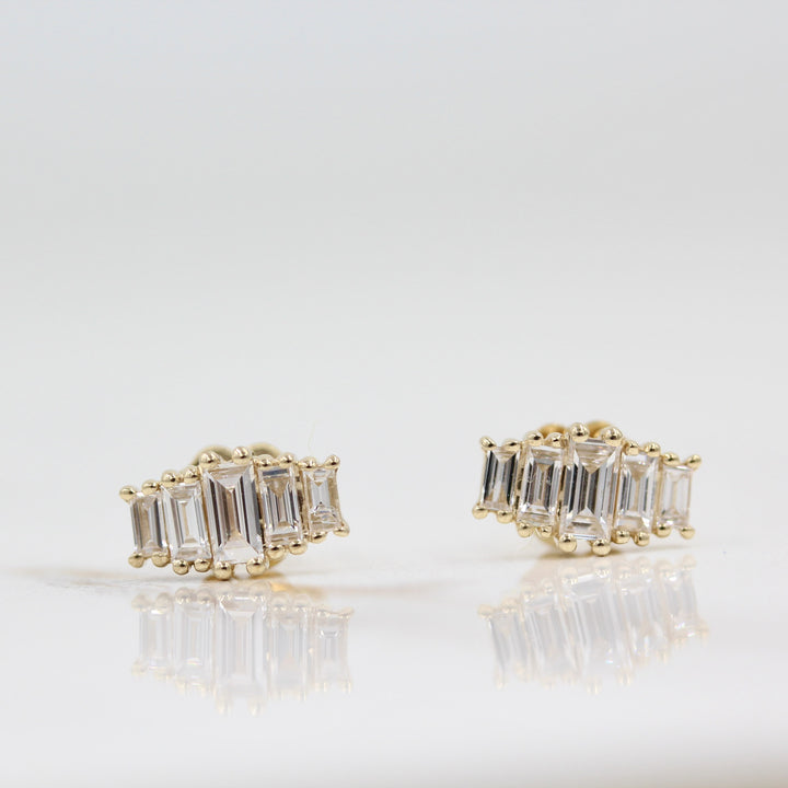 Five-stone lab grown diamond baguette earrings