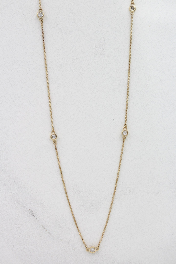 14k yellow gold lab grown diamond station necklace
