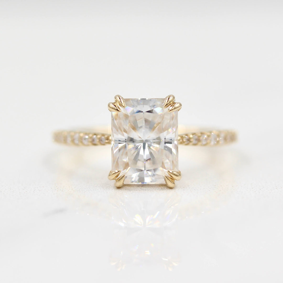 2.3ct vintage-inspired radiant engagement ring in 14k yellow gold