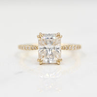 2.3ct vintage-inspired radiant engagement ring in 14k yellow gold