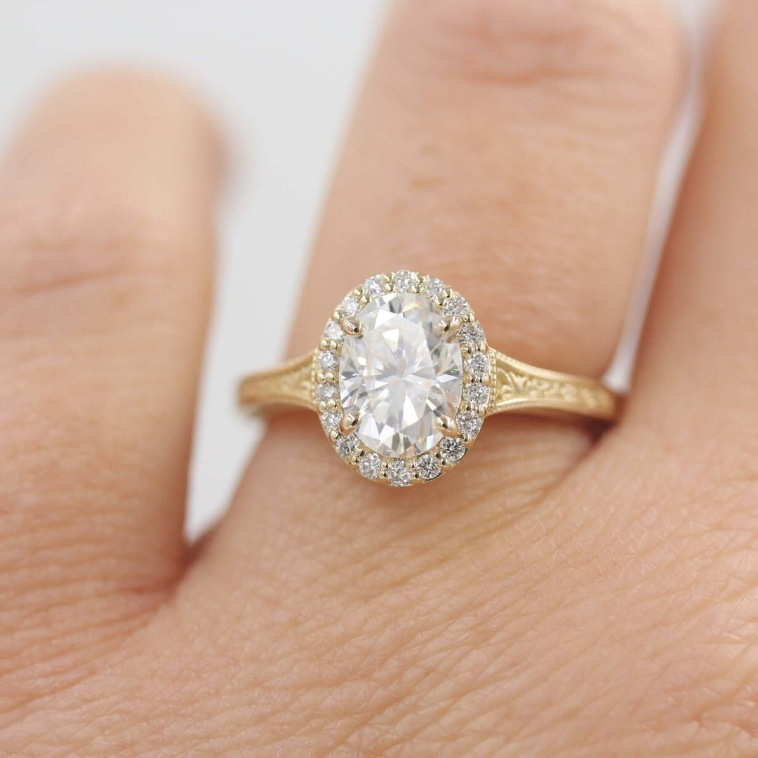 Ready to Ship Ring 14k Yellow Gold / 2ct The Sabrina Ring (Oval) in Yellow Gold with 2ct Moissanite