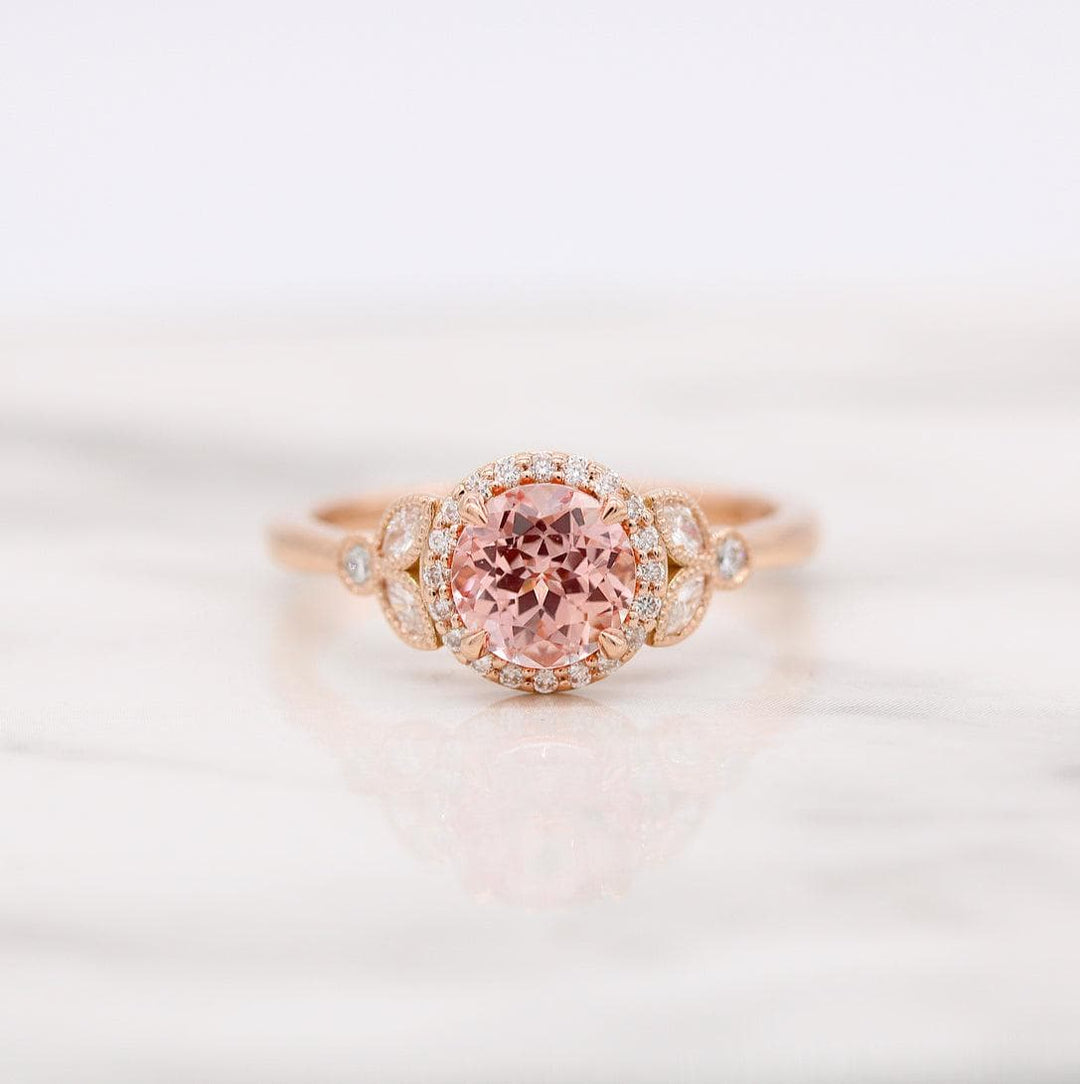 Pink Sapphire Halo Engagement Ring