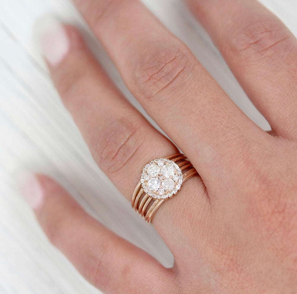 The Willa Ring in Rose Gold modeled on a hand
