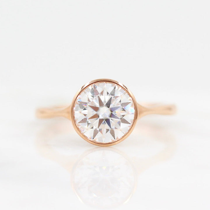 2ct round bezel engagement ring in rose gold