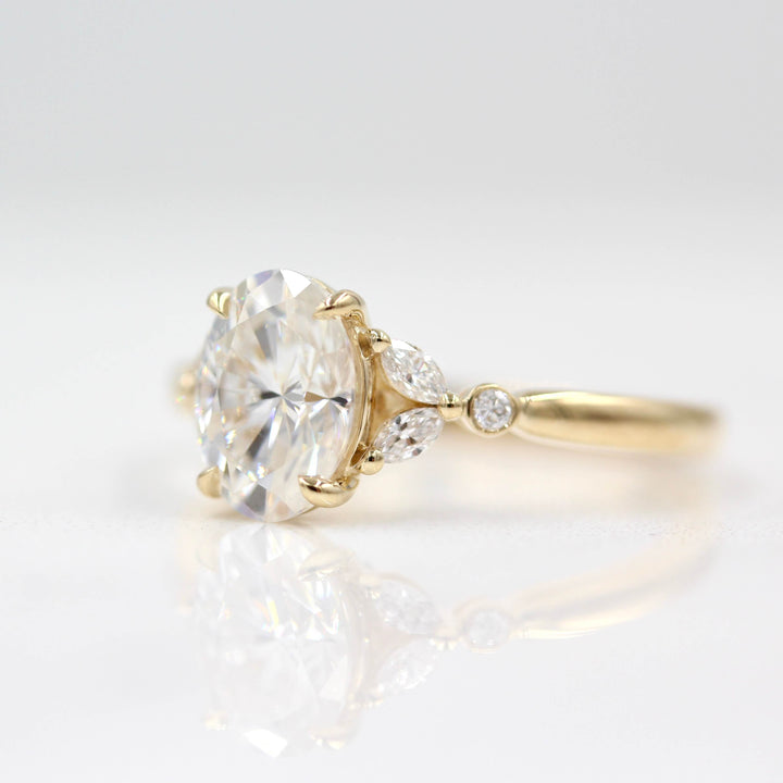 The Sophia Ring - Lab Grown Diamond in yellow gold against a white background