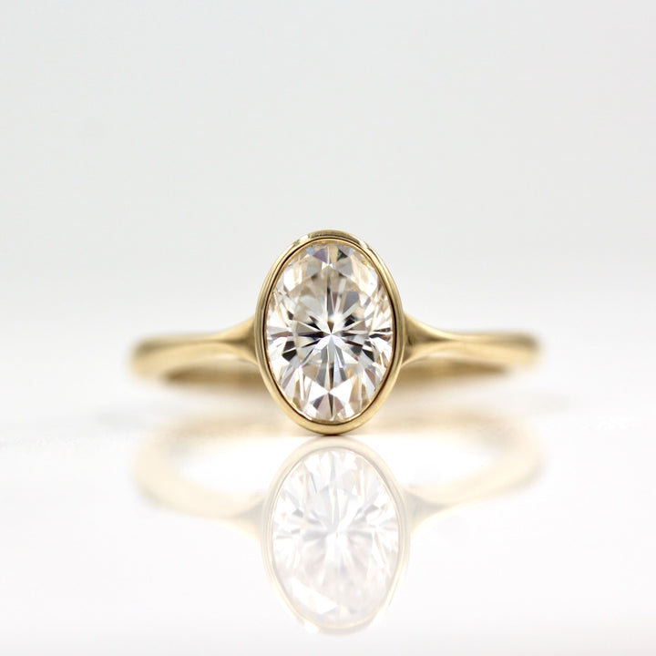 14k yellow gold oval bezel engagement ring