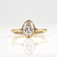 14k yellow gold oval bezel engagement ring