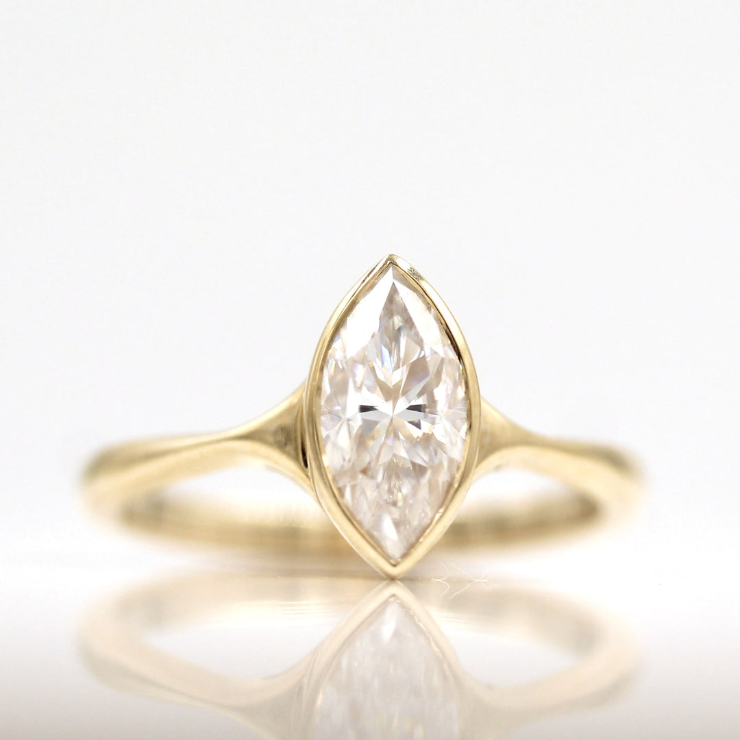 Marquise lab-grown diamond engagement ring in 14k yellow gold