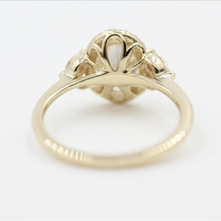 back view of yellow gold engagement ring.