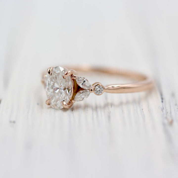 The Sophia Ring - Lab Grown Diamond in rose gold against a white background