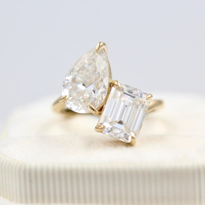 Ready to Ship Ring 14k Yellow Gold La Grande Toi Et Moi Ring in Yellow Gold with 6ct Moissanite