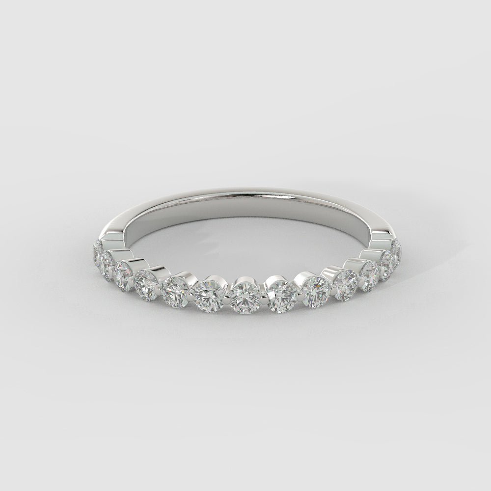 The Carly wedding band in white gold against a white background